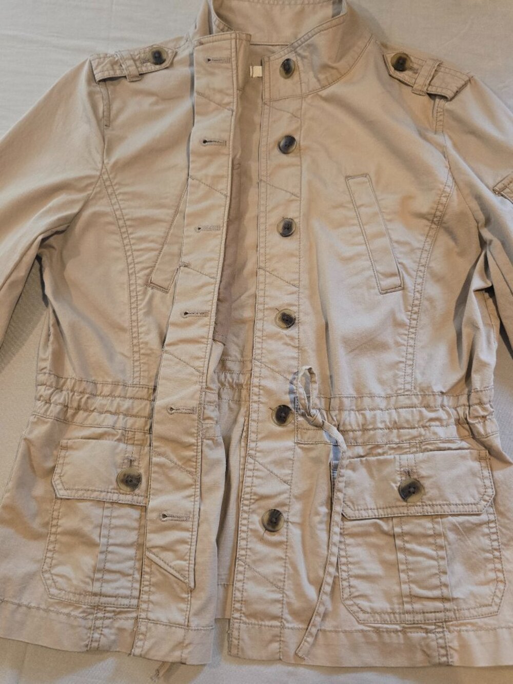LOFT Tan Utility Jacket Safari Cargo Field Coat Size M NWOT - Picture 9 of 12